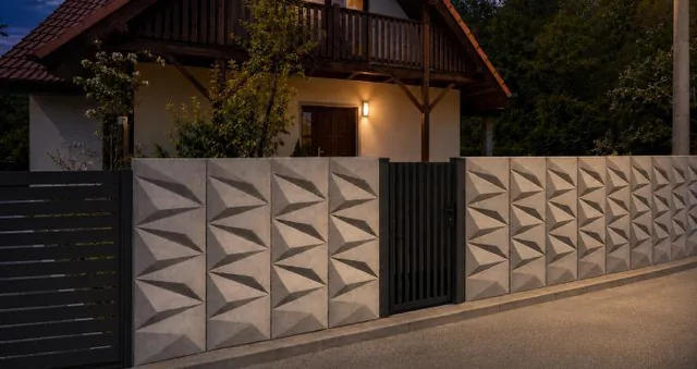 Mur 3D i ciemna furtka po zmroku